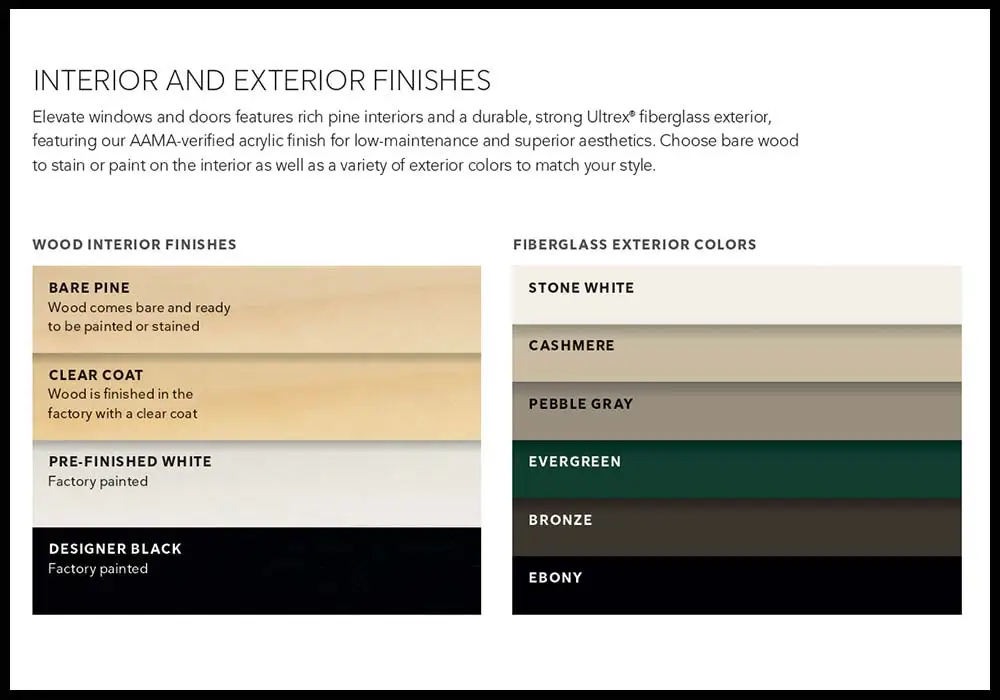 Marvin Windows Elevate Collection Colors